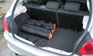 2 large TTS bags made in the trunk of a car to show their size