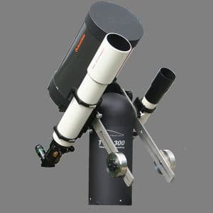A TTS-300 Mammoth telescope mount with a Celestron 14" SCT, a TEC140mm APO, and a TeleVue 102mm