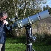 Niels Foldager, owner of a Panther Telescope Mount looking through his telescope